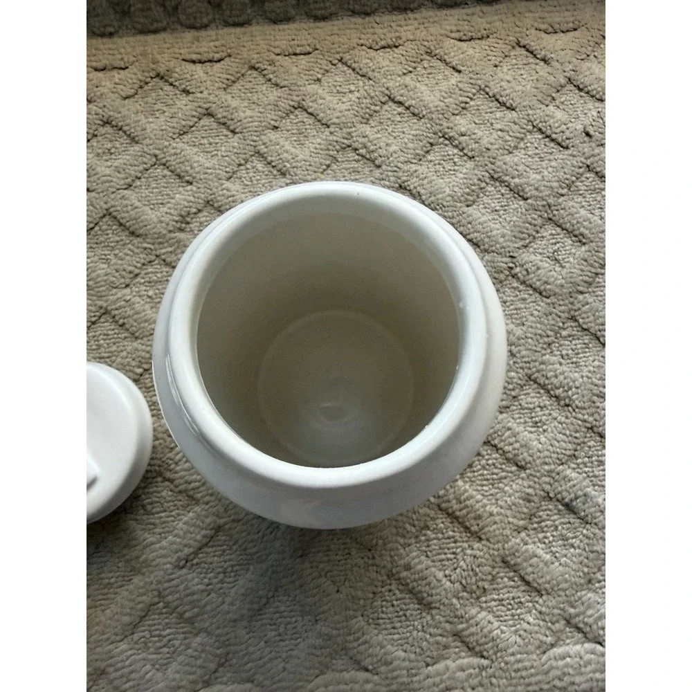 Rae Dunn WOOF Farmhouse Ceramic Pet Dog Treat Canister W/Lid